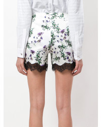 Женские белые кружевные шорты с цветочным принтом от Blumarine