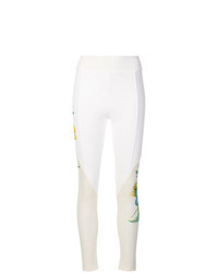 Белые леггинсы с цветочным принтом