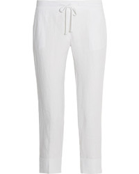 Белые льняные брюки-галифе