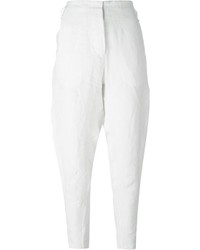 Женские белые льняные брюки-галифе от Masnada