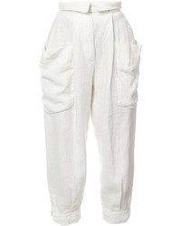 Женские белые льняные брюки-галифе от OSKLEN