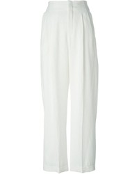 Белые льняные широкие брюки от Chloé