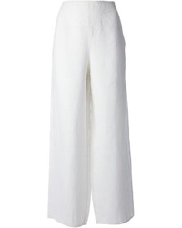 Белые льняные широкие брюки от Krizia