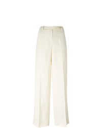 Белые льняные широкие брюки от Prada Vintage