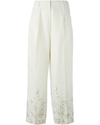 Белые льняные широкие брюки от Saint Laurent