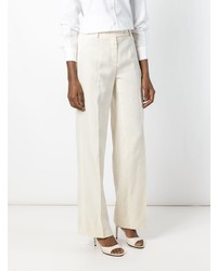 Белые льняные широкие брюки от Prada Vintage