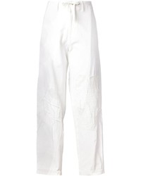 Белые льняные широкие брюки от Y's