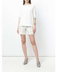 Женские белые льняные шорты в клетку от Lorena Antoniazzi