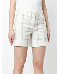 Женские белые льняные шорты в клетку от Lorena Antoniazzi