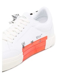 Мужские белые низкие кеды из плотной ткани с вышивкой от Off-White