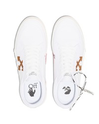 Мужские белые низкие кеды из плотной ткани с вышивкой от Off-White