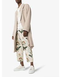 Мужские белые низкие кеды из плотной ткани от By Walid