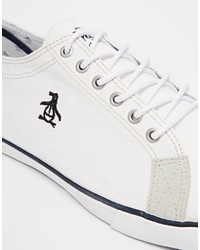 Мужские белые низкие кеды из плотной ткани от Original Penguin