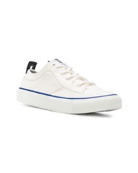 Мужские белые низкие кеды из плотной ткани от Diesel