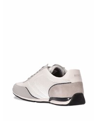 Мужские белые низкие кеды из плотной ткани от BOSS