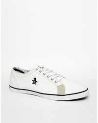 Мужские белые низкие кеды из плотной ткани от Original Penguin