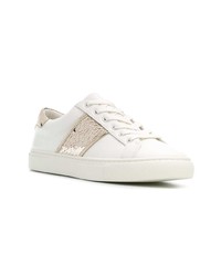 Женские белые низкие кеды с пайетками от Tory Burch