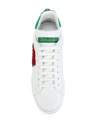 Женские белые низкие кеды с пайетками от Dolce & Gabbana