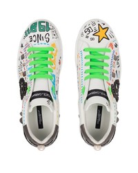 Мужские белые низкие кеды с принтом от Dolce & Gabbana