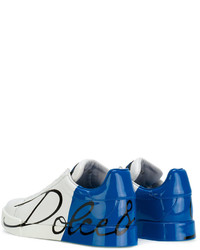 Женские белые низкие кеды с принтом от Dolce & Gabbana