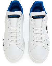 Женские белые низкие кеды с принтом от Dolce & Gabbana