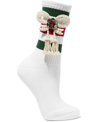 Женские белые носки в горизонтальную полоску от Gucci