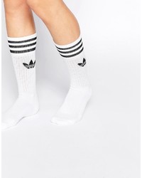 Женские белые носки в горизонтальную полоску от adidas