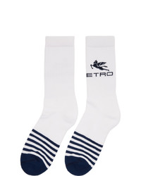 Мужские белые носки в горизонтальную полоску от Etro