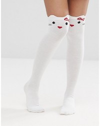 Женские белые носки до колена от Leg Avenue