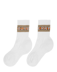 Мужские белые носки с принтом от Burberry
