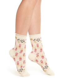 Белые носки с цветочным принтом