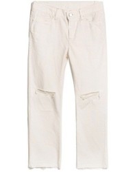 Белые рваные джинсы-бойфренды