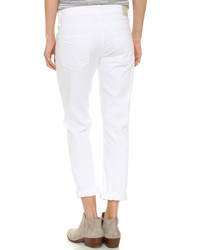 Белые рваные джинсы-бойфренды от AG Jeans