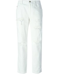 Белые рваные джинсы-бойфренды от Ermanno Scervino