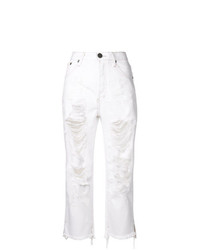 Белые рваные джинсы-клеш от One Teaspoon