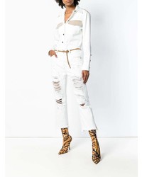 Белые рваные джинсы-клеш от One Teaspoon