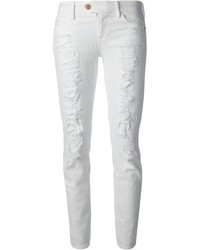 Белые рваные джинсы скинни от 7 For All Mankind