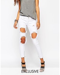 Белые рваные джинсы скинни от Asos