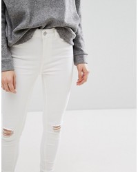 Белые рваные джинсы скинни от New Look