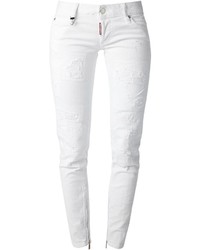 Белые рваные джинсы скинни от Dsquared2