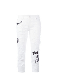 Белые рваные джинсы скинни от Dsquared2