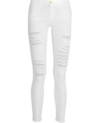 Белые рваные джинсы скинни от Frame
