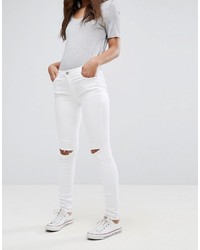 Белые рваные джинсы скинни от Glamorous