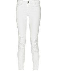 Белые рваные джинсы скинни от J Brand