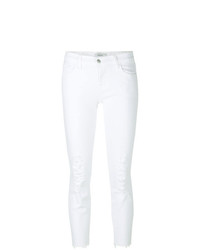 Белые рваные джинсы скинни от J Brand