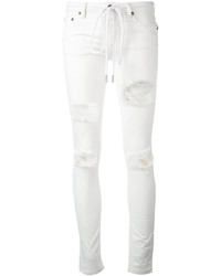 Белые рваные джинсы скинни от Off-White
