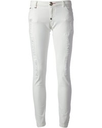 Белые рваные джинсы скинни от Philipp Plein