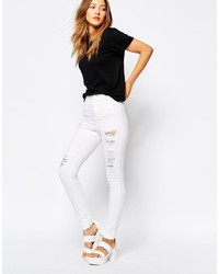 Белые рваные джинсы скинни от WÅVEN