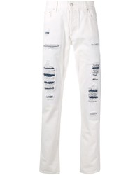Мужские белые рваные джинсы от Alexander McQueen