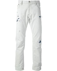 Мужские белые рваные джинсы от Armani Jeans